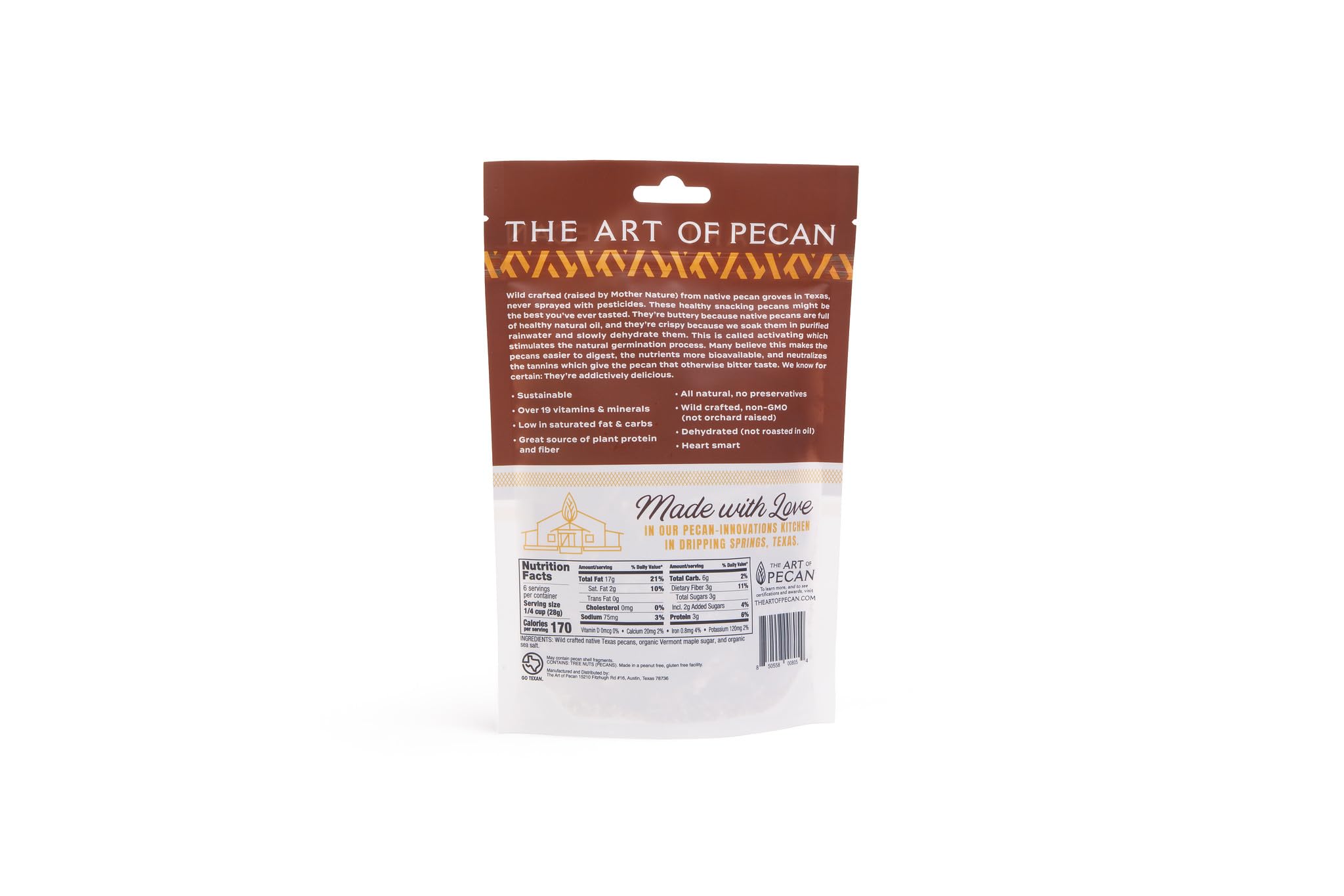 AOP Maple Activated Native Texas Pecans, naturally crunchy, soaked and dehydrated, very low sugar premium snack. Non-GMO, Gluten-Free, Vegan, Paleo