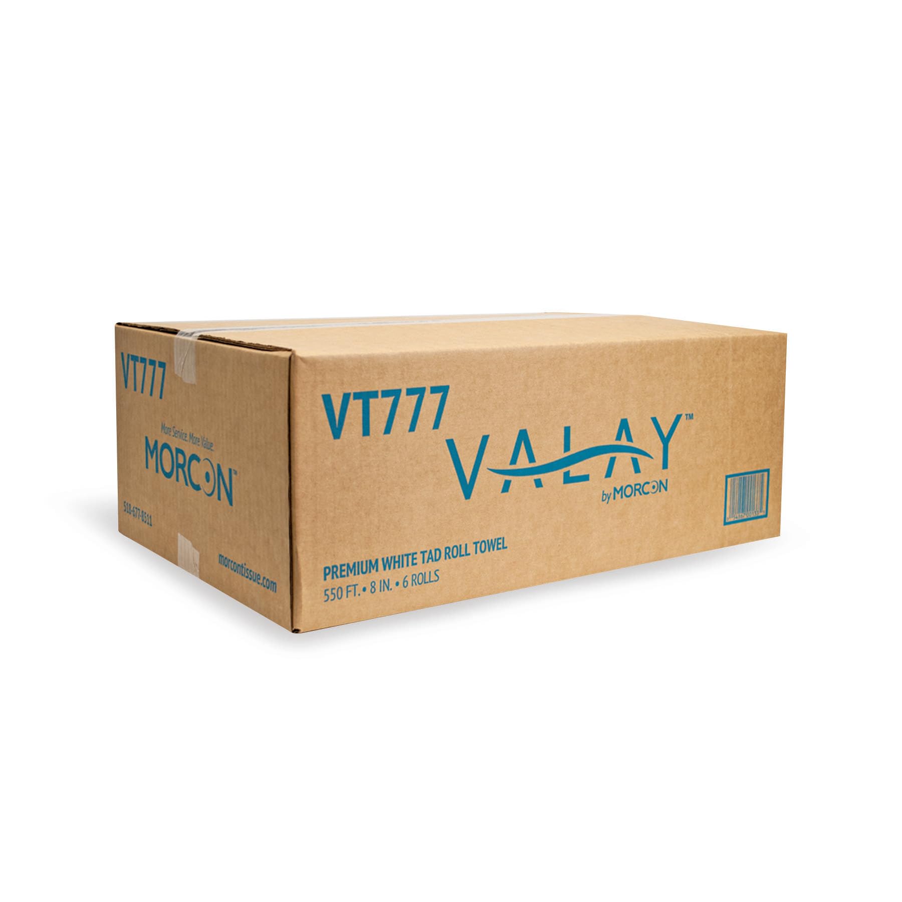 Valay by Morcon VT777 Valay Premium TAD Hardwound Roll Towels, 1-Ply, 8in. x 550 ft, White, 6 Count