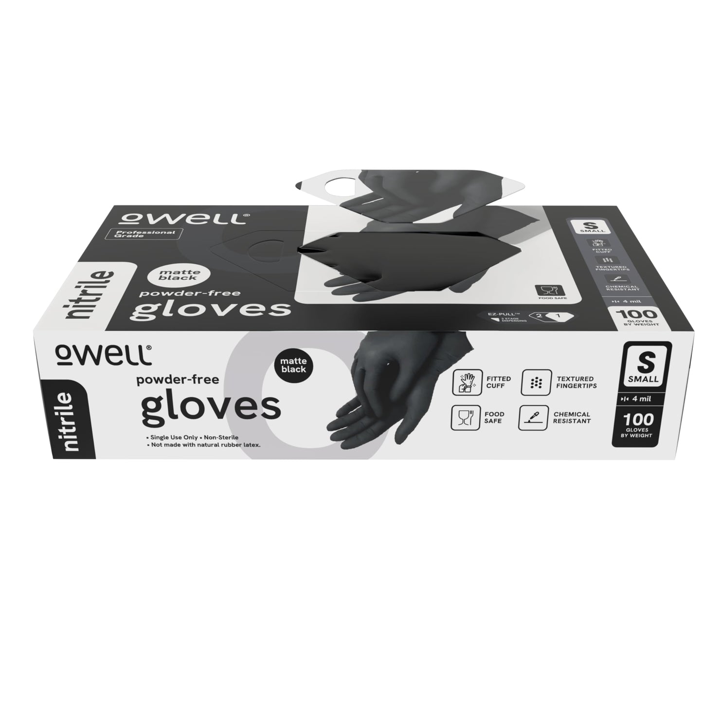 OWELL® Professional Grade Black Disposable Nitrile Gloves MEDIUM, 100 ct - 4 Mil Food Safe, Medical Exam, Powder-Free, Latex-Free, Chemical Resistant