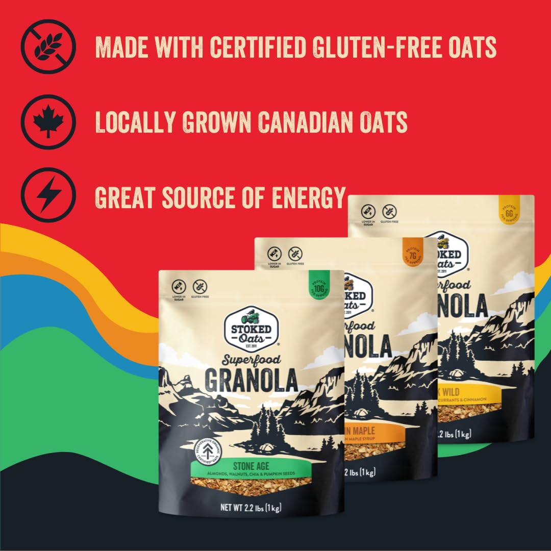 Stoked Oats - Buck Wild Granola - High Protein, Low Sugar - Gluten Free, Non-GMO - Perfect for Breakfast (35.30z)