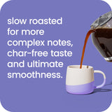 happy coffee bold type dark roast whole bean coffee, 12 oz., notes of cocoa & moxie, responsibly grown & harvested in Africa and South America.