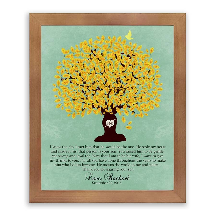 Lucky Tusk Thank You Gift For Parents Personalized Gift For Mother of Groom or Bride Family Wedding Poem Tree Gift For Mom and Dad #LT-1104,