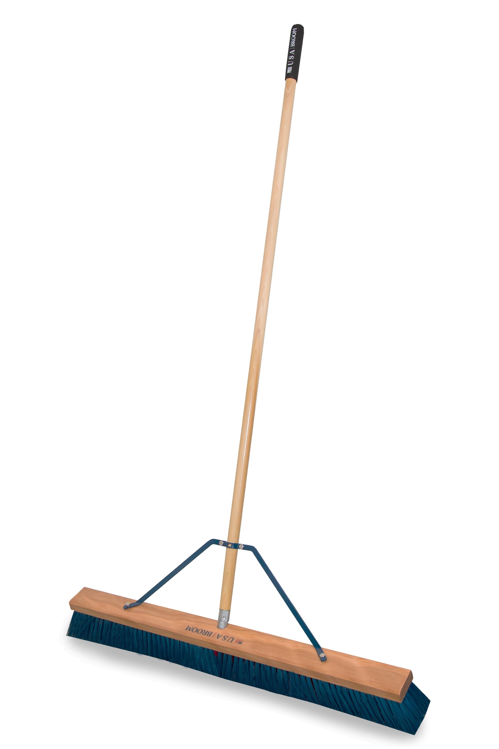 36" Heavy Duty Outdoor Push Broom with 60" Handle. Ideal for Asphalt, Concrete & Heavy Debris. Durable American Made Steel Brackets-Stainless Steel