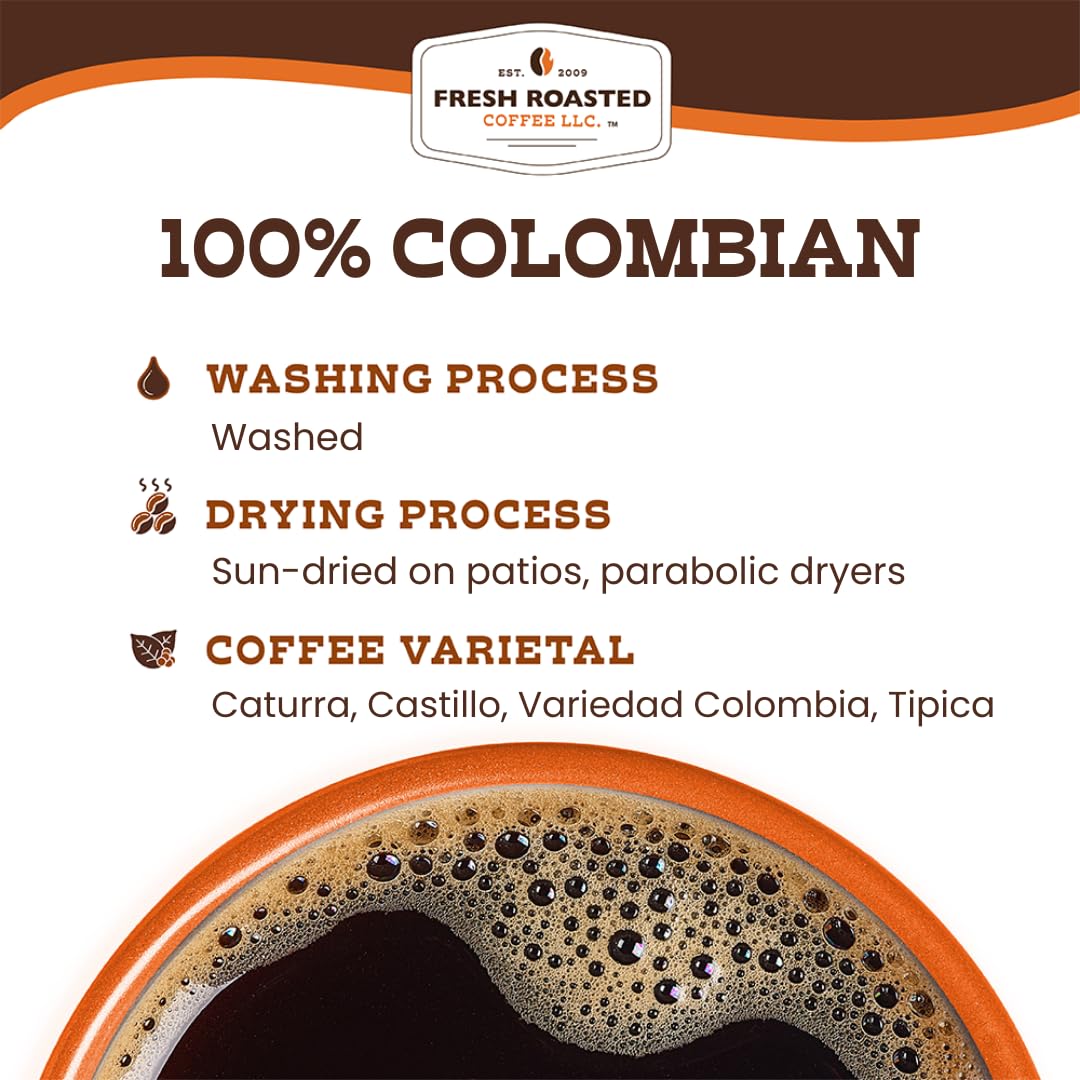 Fresh Roasted Coffee, 100% Colombian Drip Ground Coffee, Medium Roast, Kosher, 2 lb (32 oz)