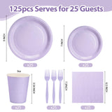 Lavender Plates and Napkins Party Supplies, Include 9’’ Disposable Paper Plate, 7’’ Dessert Plates and Cups and Napkins Forks Set for Birthday