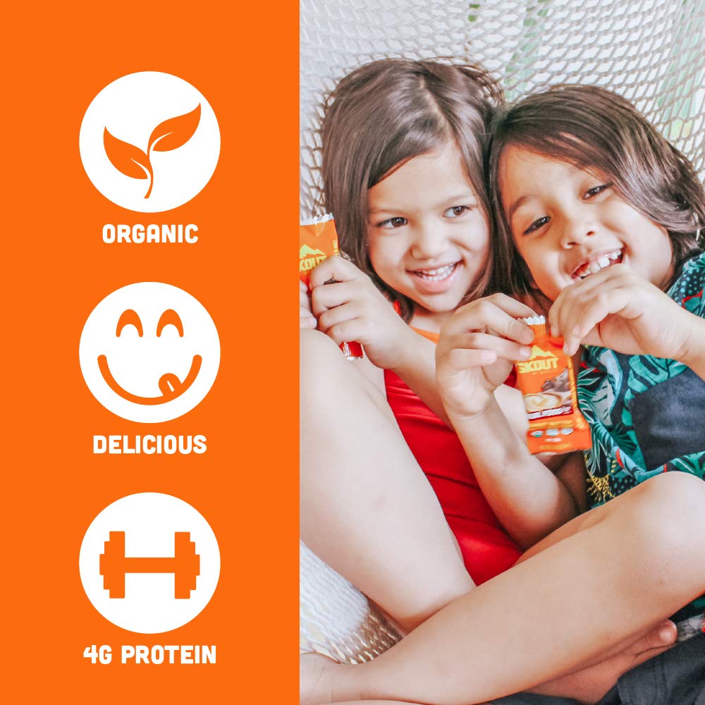 Skout Organic Peanut Butter Chocolate Chip Real Food Bars for Kids (6 Pack) | Organic Snacks for Kids | Plant-Based Nutrition, | Vegan | Gluten