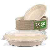 bloomoon 28 oz Oval Disposable Food Containers with Lids 50 Pack,Chipotle Style Bowl Oval with Lid Meal Prep Containers Disposable