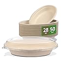 bloomoon 28 oz Oval Disposable Food Containers with Lids 50 Pack,Chipotle Style Bowl Oval with Lid Meal Prep Containers Disposable