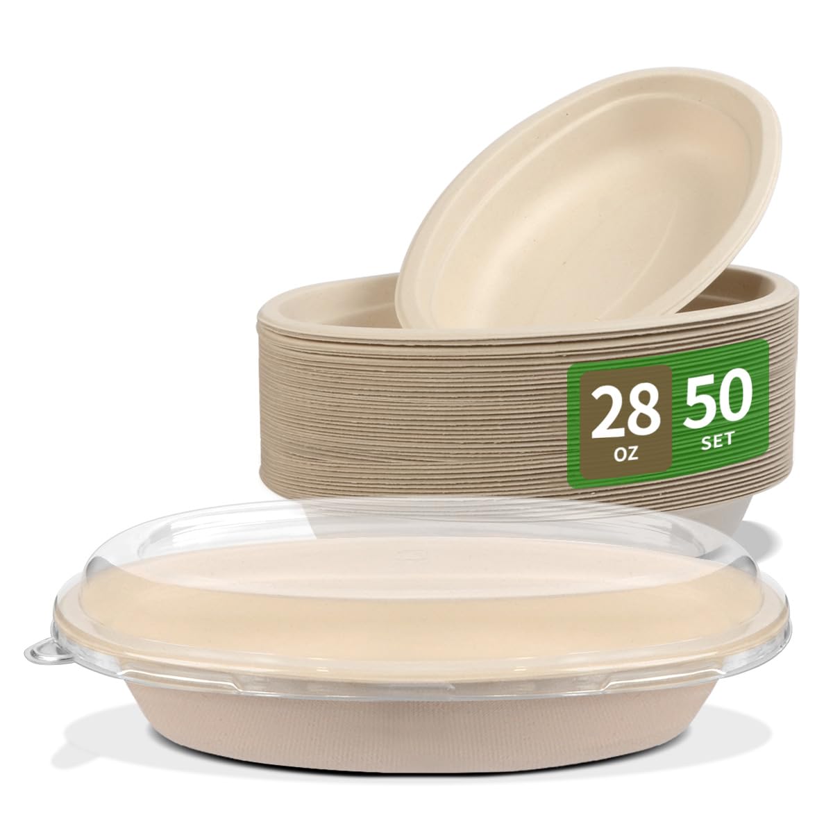 bloomoon 28 oz Oval Disposable Food Containers with Lids 50 Pack,Chipotle Style Bowl Oval with Lid Meal Prep Containers Disposable