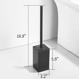 Freestanding Toilet Brush Holder for bathrooms 304 Stainless Steel Toilet Brush Stand Square Storage and Organization Rust Resistant 17-inch high