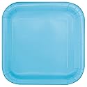 Unique 30900EU Eco-Friendly Square Paper Plates-18 cm-Baby Blue Colour-16 Count (Pack of 1), Pack of 16
