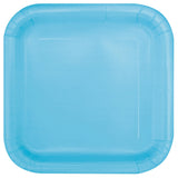 Unique 30900EU Eco-Friendly Square Paper Plates-18 cm-Baby Blue Colour-16 Count (Pack of 1), Pack of 16