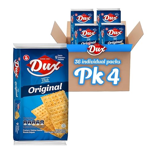 Dux, Original Crackers, Salty & Crunchy, Enjoy Anytime, 8.82 Ounce, 1 Box contains 4 Bags, each with 9 Individual Packs and every pack includes 3