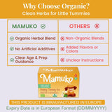 MAMUKO Organic Happy Tummy Tea for Babies - Tea for Bloating & Gas - Stomach Relief with Natural Ingredients & Flavor for 9-Months Plus