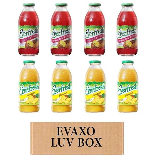 LUV BOX- variety Everfresh Juice 16 oz. pack of 8, Everfresh Tropical Fruit Punch, Everfresh Pineapple Juice. by evaxo