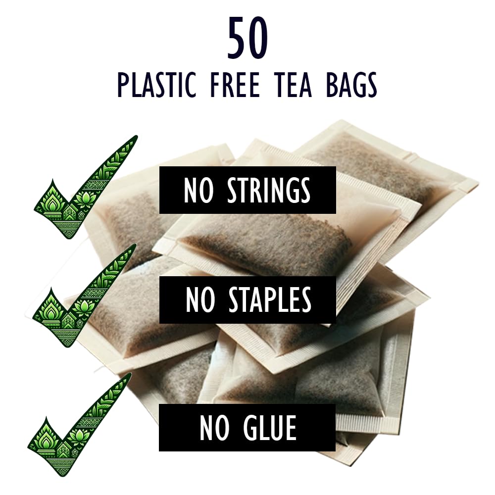 Thai Lemongrass and Pandan Tea - 50 Plastic Free Bags | Organic, Caffeine Free, Vegan Friendly | Perfect for Hot & Iced Tea, Zero Sugar