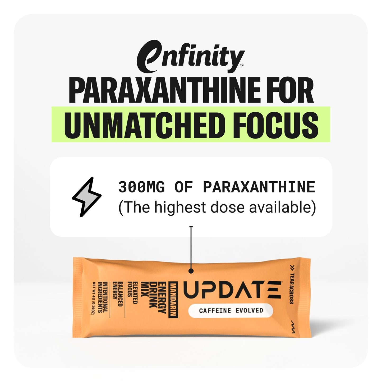 Drink Update Caffeine Free Energy Drink Powder Packets, Made with Paraxanthine, No Sugar, Jitter & Crash Free, Healthy, Natural, Improved Focus, No