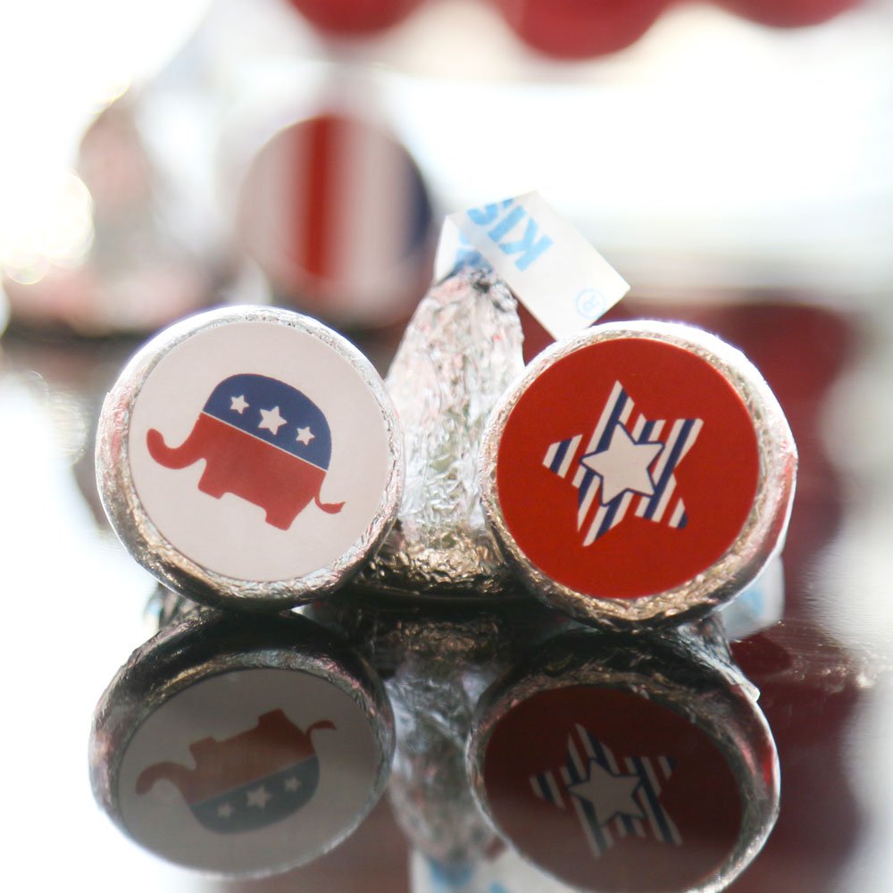 Big Dot of Happiness Election Republican - Political Election Party Round Candy Sticker Favors - Labels Fit Chocolate Candy (1 Sheet of 108)