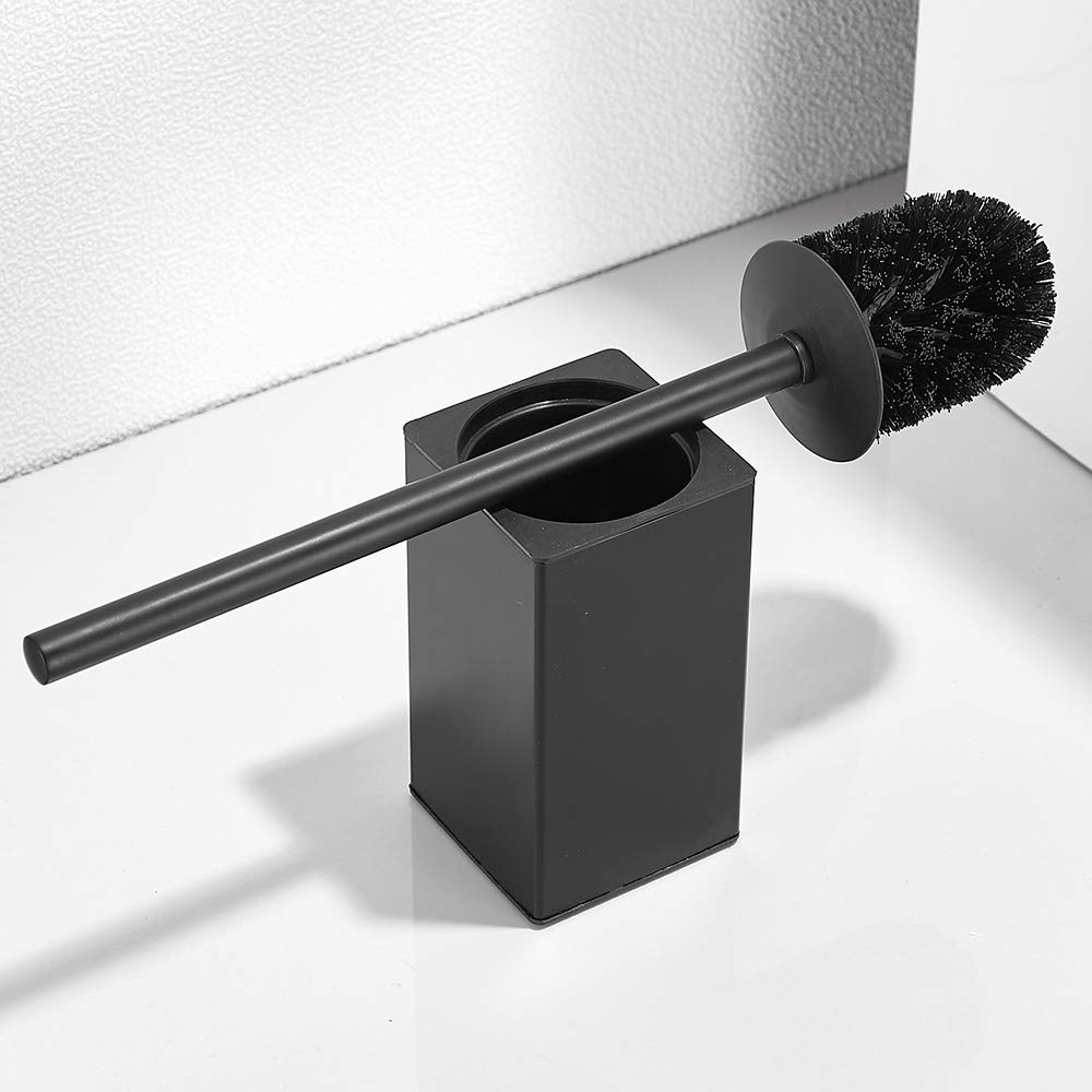 Freestanding Toilet Brush Holder for bathrooms 304 Stainless Steel Toilet Brush Stand Square Storage and Organization Rust Resistant 17-inch high