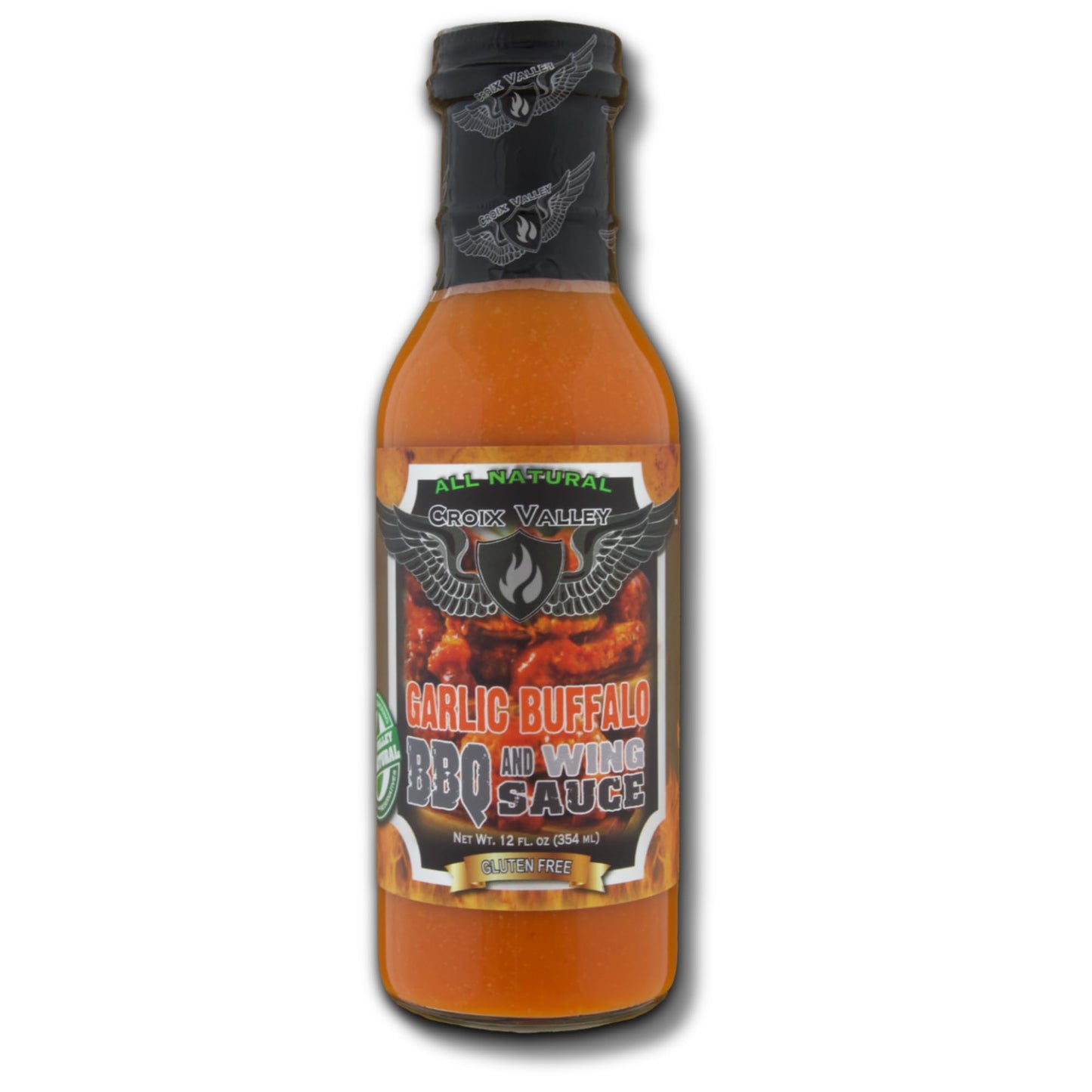 Croix Valley Garlic Buffalo BBQ & Wing Sauce - 3 Pack (12 oz Glass Bottles) - Classic Buffalo Heat with Savory Garlic Depth - Gluten-Free, No MSG, No