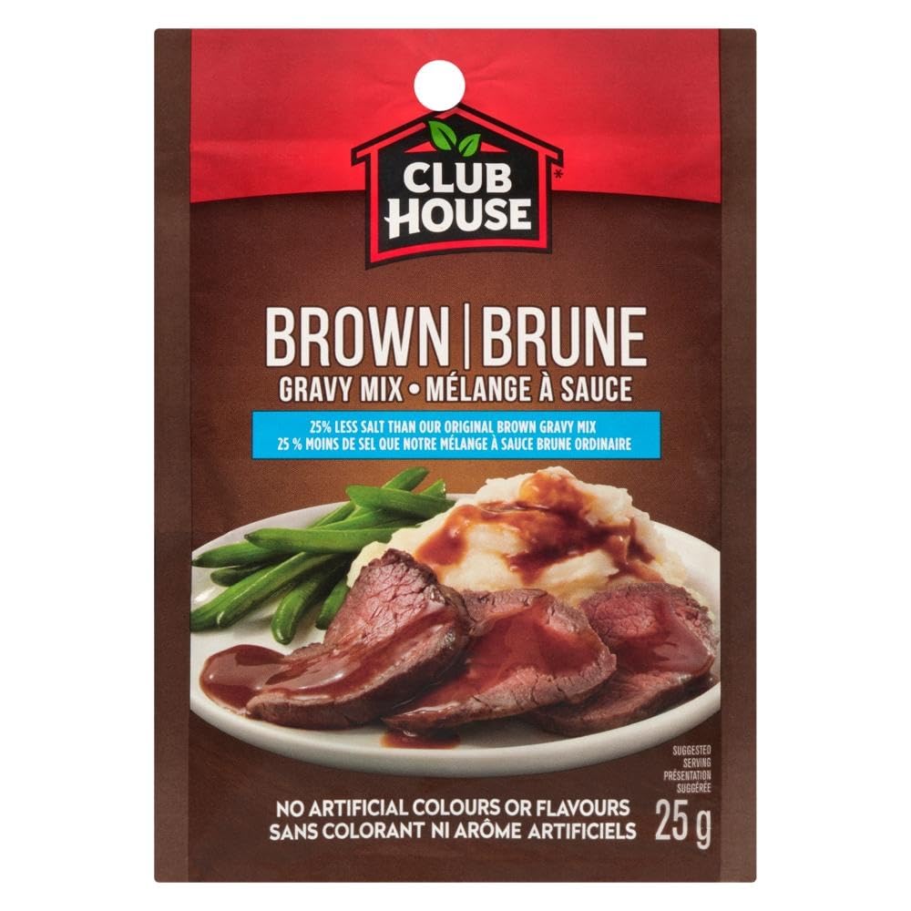 Club House Brown 25% Less Salt Gravy Mix, 25g/1oz., (Imported from Canada)