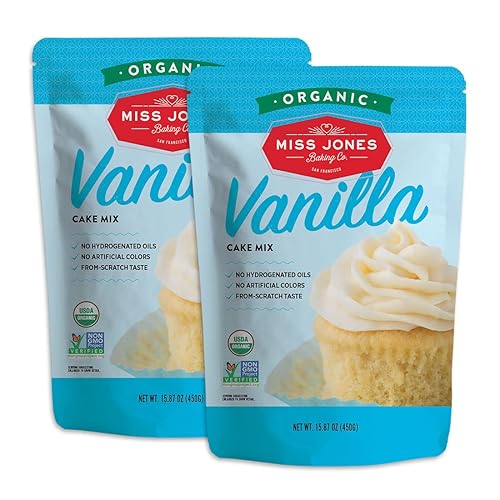 Miss Jones Baking Organic Yellow Cake and Cupcake Mix, Non-GMO, Vegan-Friendly, Moist and Fluffy: Vanilla (Pack of 2)