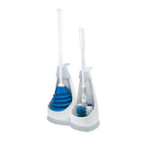 Unger EZ No-Drip Combo Toilet Brush and Plunger Set with Carrying Caddy, Cleaning Tools for Home and Business Bathroom, Discreet Scrubber Accessories