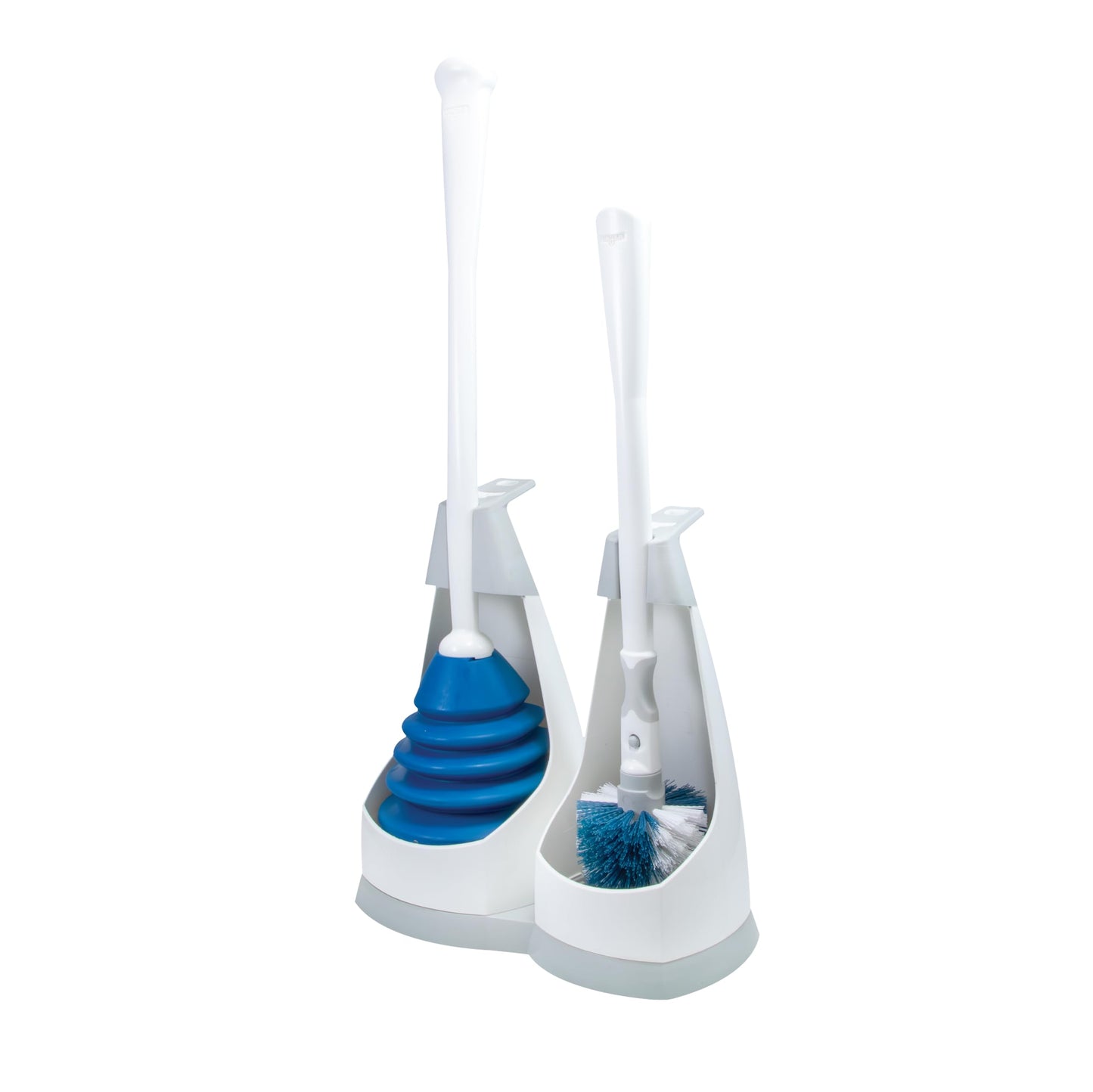Unger EZ No-Drip Combo Toilet Brush and Plunger Set with Carrying Caddy, Cleaning Tools for Home and Business Bathroom, Discreet Scrubber Accessories