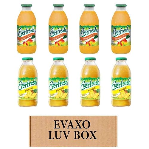 LUV BOX- variety Everfresh Juice 16 oz. pack of 8, Everfresh Mango Carrot, Everfresh Pineapple Juice. by evaxo