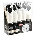 Pre-Rolled Cutleries & Napkins | Black & White | 10 Pcs