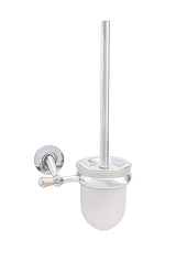 URBN.design - Nolde Series - Contemporary Toilet Brush and Wall-Mounted Removable Drip Cup Holder, Polished Chrome with Dark Silver Finish and Frosted