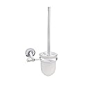 URBN.design - Nolde Series - Contemporary Toilet Brush and Wall-Mounted Removable Drip Cup Holder, Polished Chrome with Dark Silver Finish and Frosted
