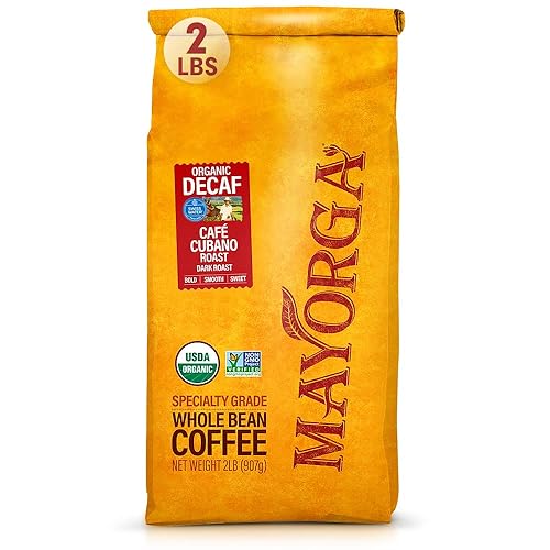 Mayorga Decaf Coffee 2lb Bag Dark Roast Organic Swiss Water Decaffeinated Cubano Roast Coffee - 100% Arabica Whole Coffee Beans - Smoothest Organic