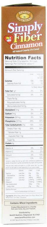 Simply Fiber Crunch O's Cereal, Cinnamon, 8.5 Ounce (Pack of 6)