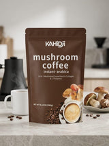 KAHIDJI Premium Mushroom Coffee with Collagen, 10 Mushroom Blend, Instant Coffee Mix, Caramel Macchiato Flavor, 180g