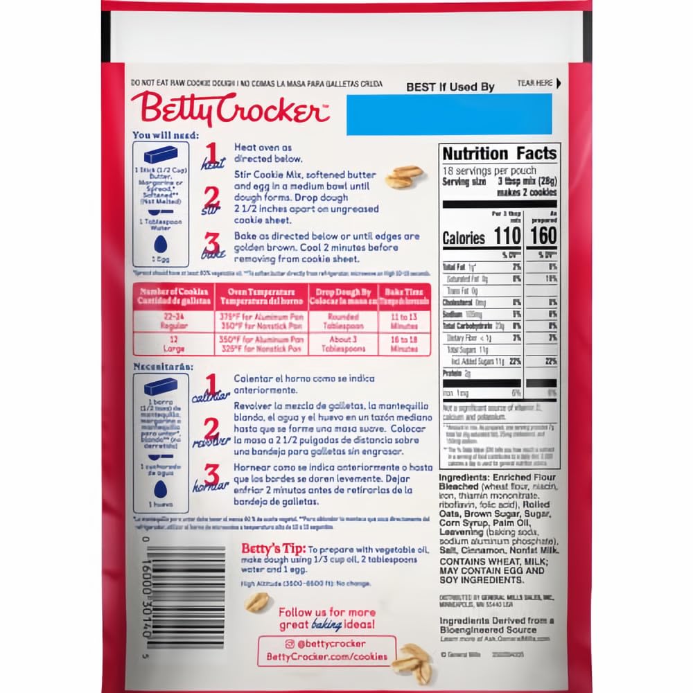 Betty Crocker Cookie Mix Oatmeal 17.5 oz (Pack of 3)