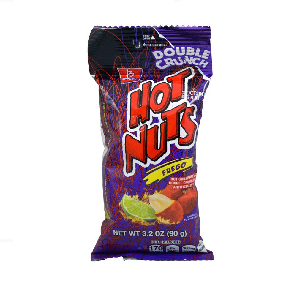 Hot Chili Pepper & Lime Flavored Double Crunch Peanuts, Fuego, 3.17 Ounce