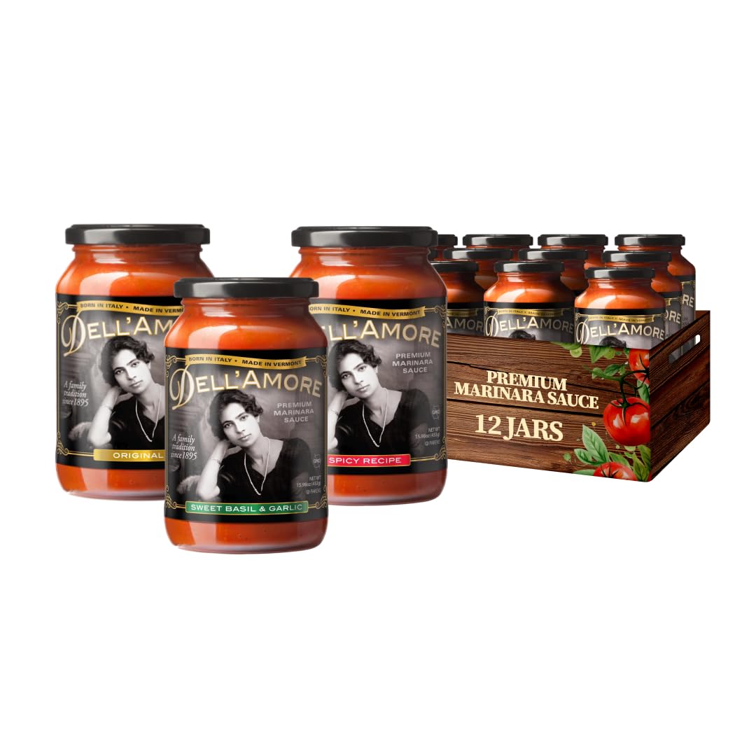 Dell'Amore Premium Marinara Sauce, Homemade Pasta Sauce Low Sodium - No Added Sugar - Family Recipe with Fresh Ingredients - Assorted Pack (Original