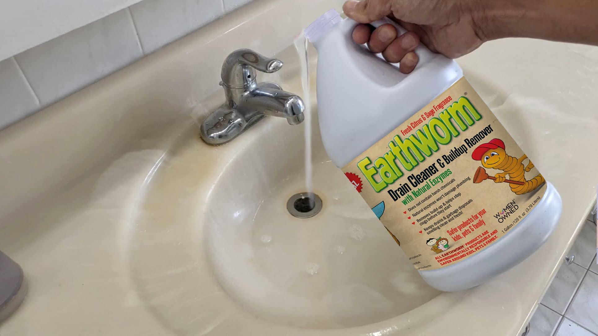 Earthworm Fragrance Free Drain Cleaner - Drain Opener - Natural Enzymes, Environmentally Responsible, Safer for Pets and Kids - 1 Half Gallon, 64 oz