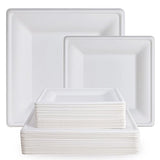 ECOLipak 120 Pack Compostable Paper Plates, 10 inch and 8 inch Heavy Duty Eco friendly Sugarcane Biodegradable Disposable Square Plates for Party