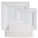 ECOLipak 120 Pack Compostable Paper Plates, 10 inch and 8 inch Heavy Duty Eco friendly Sugarcane Biodegradable Disposable Square Plates for Party