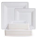 ECOLipak 120 Pack Compostable Paper Plates, 10 inch and 8 inch Heavy Duty Eco friendly Sugarcane Biodegradable Disposable Square Plates for Party