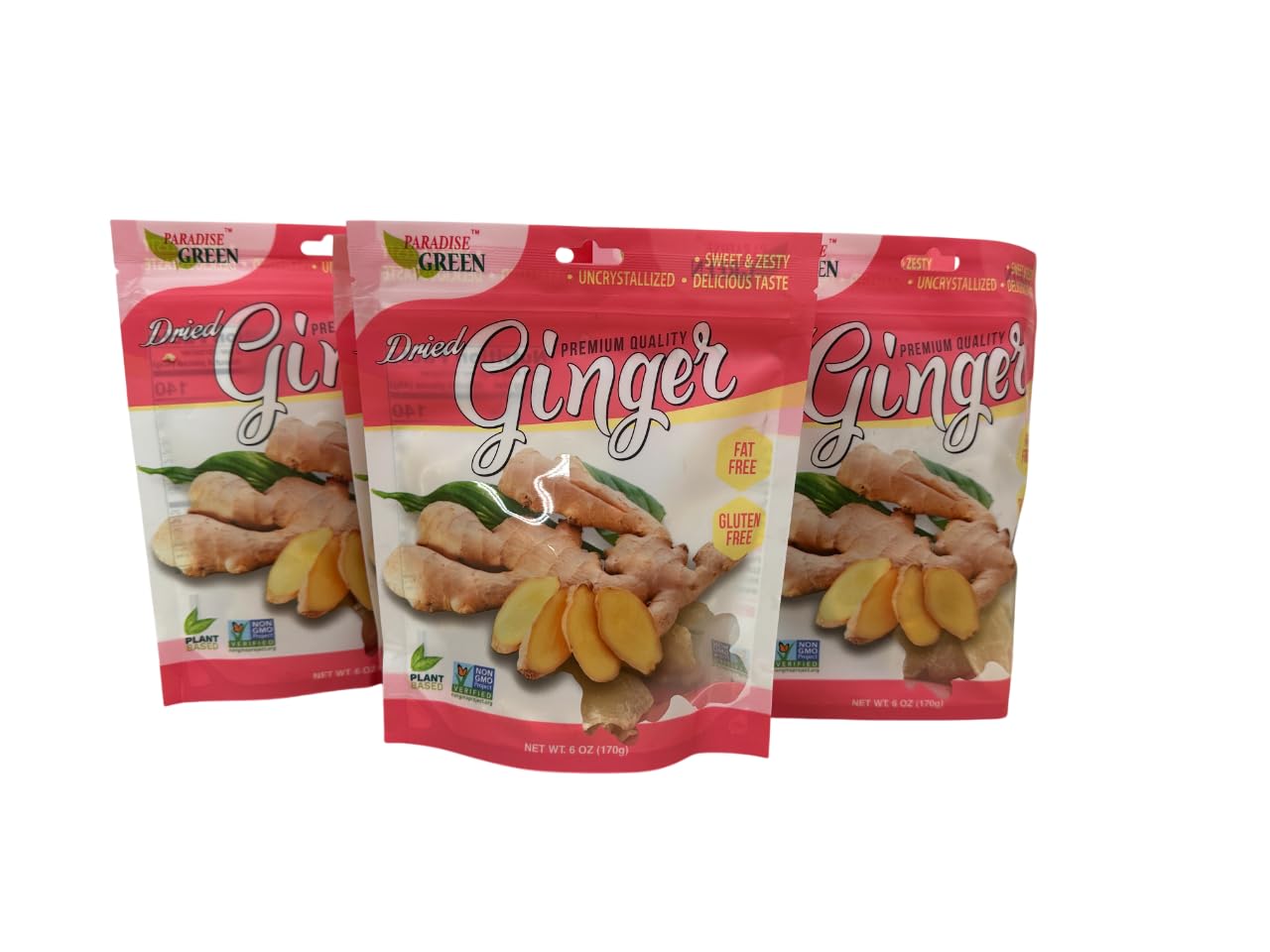 Paradise Green Dried Ginger Slice (uncrystallized) 5pks x 6oz