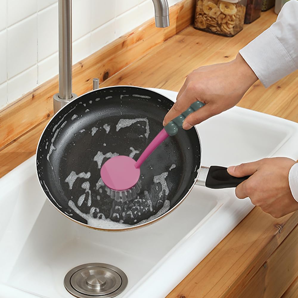 CN1ST 6 PCS Cleaning Brush, Scrub Brush Set for Kitchen and Bathroom Household Use with Various Brushes for Cleaning Dishes, Tiles, Corners and Floors