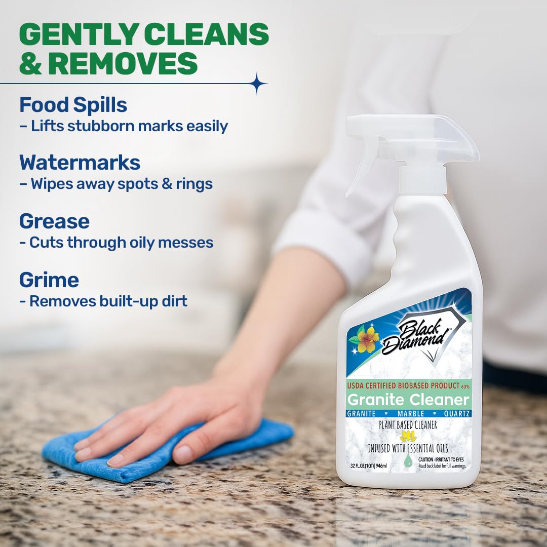 Black Diamond Stoneworks Granite Counter Cleaner: USDA Certified BIOBASED- Safe for Granite and other stone countertops. Safe for food contact formula