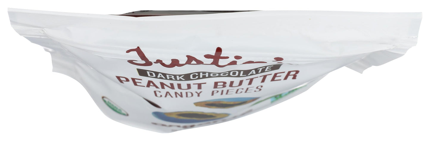 Justin's Dark Chocolate Peanut Butter Candy Pieces - 4.5oz bag Organic, Gluten Free, Non-GMO, Responsibly Source, Rainforest Alliance Certified Cocoa