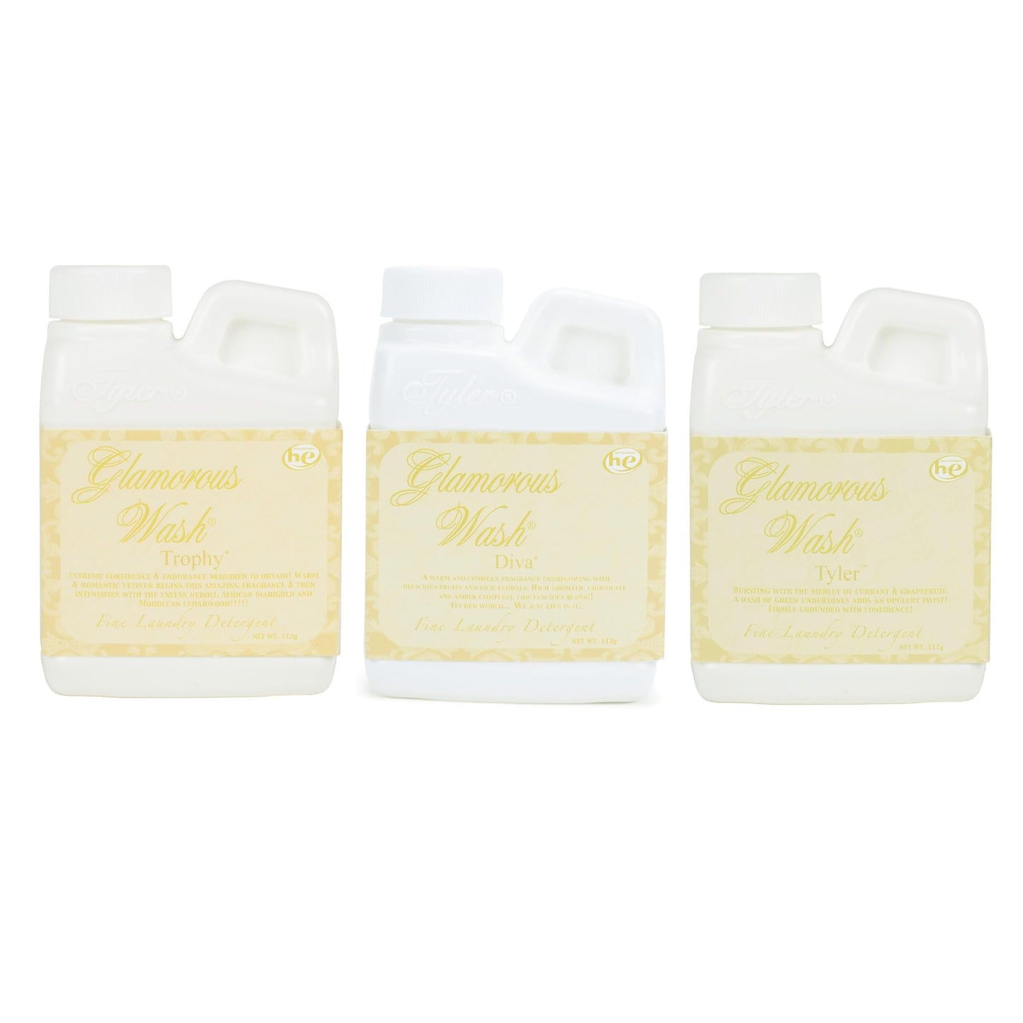 Elanze Designs Tyler Candle Glamorous and Luxurious High Efficient Wash 4 ounce Scented Fine Laundry Detergent Pack of 3; Tyler, Diva, Trophy
