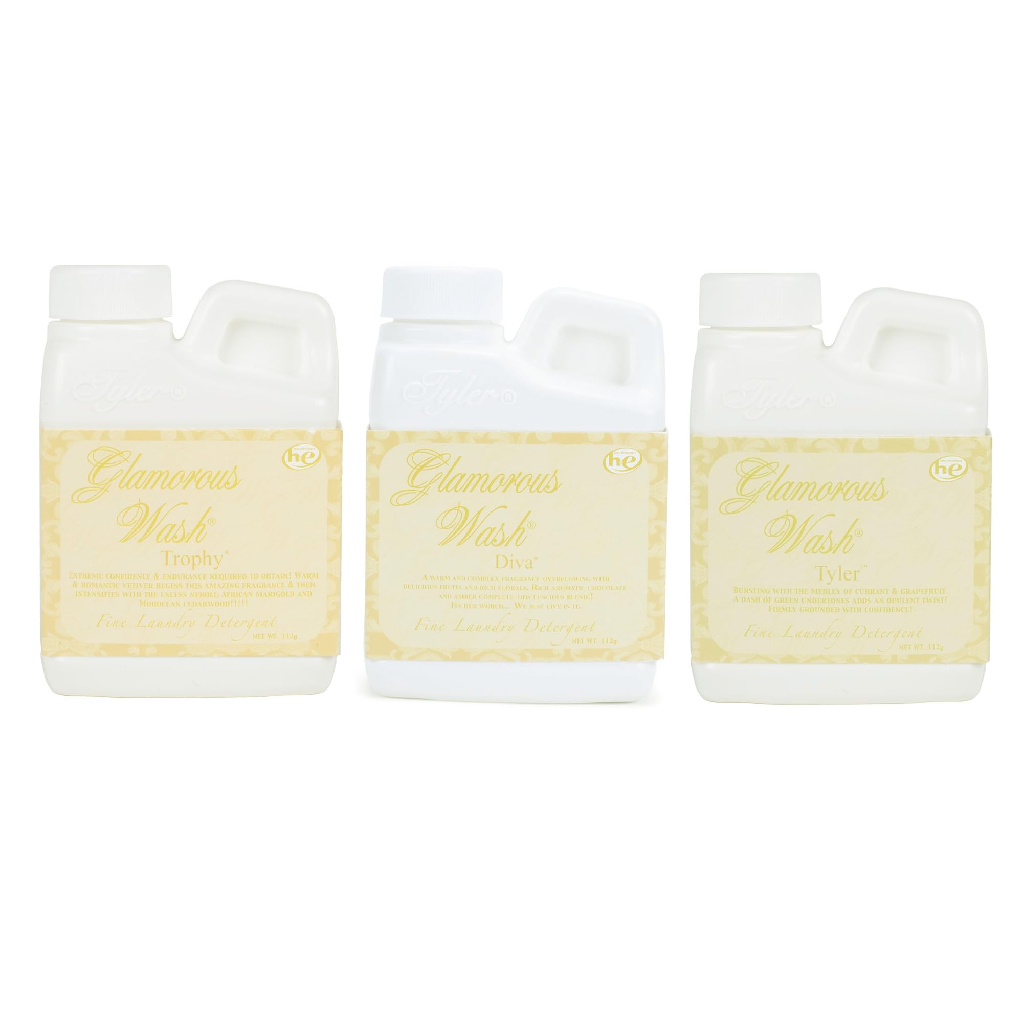 Elanze Designs Tyler Candle Glamorous and Luxurious High Efficient Wash 4 ounce Scented Fine Laundry Detergent Pack of 3; Tyler, Diva, Trophy