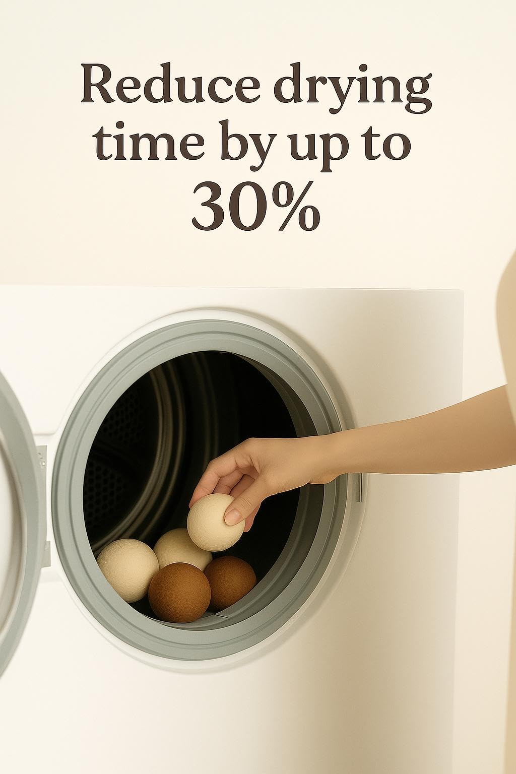Wool Dryer Balls - Pack of 6 (3 White + 3 Brown) with Storage Bag - 100% New Zealand Wool - Reusable, Eco-Friendly Natural Laundry Dryer Balls