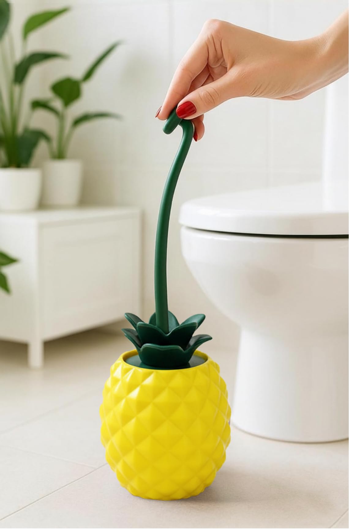 Deep & Sturdy Toilet Bowl Brush with Holder - Pineapple Bowl Brush - Durable Scrubbing - Toilet Cleaners - Household Essentials - Bathroom Cleaner